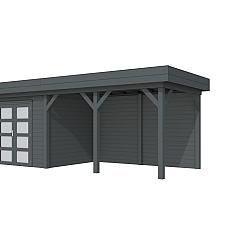 Vuren Topvision Premium Bonte Specht, 300x250 en luifel 400 cm, antraciet gespoten.