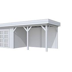 Vuren Topvision Premium Bonte Specht, 300x250 en luifel 400 cm, lichtgrijs gespoten.