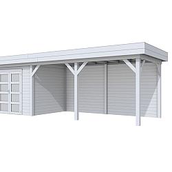 Vuren Topvision Premium Bonte Specht, 300x250 en luifel 500 cm, lichtgrijs gespoten.