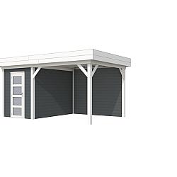 Vuren Topvision Kiekendief, 200x300 en luifel 300 cm, wanden antraciet en basis wit