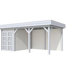 Vuren Topvision Premium Zwaluw, 200x300 en luifel 400 cm, wanden wit en basis lichtgrijs.