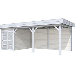 Vuren Topvision Premium Zwaluw, 200x300 en luifel 500 cm, wanden wit en basis lichtgrijs.