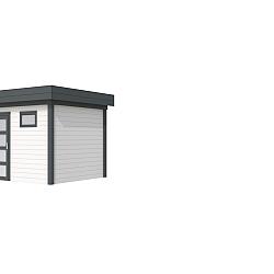 Vuren Topvision Premium Bonte Kraai, 300x250 cm, wanden wit en basis antraciet.