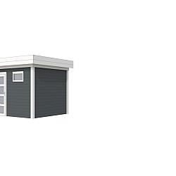 Vuren Topvision Premium Bonte Kraai, 300x250 cm, wanden antraciet en basis wit.