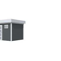 Vuren Topvision Premium Bonte Kraai, 300x250 cm, wanden antraciet en basis lichtgrijs.