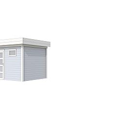 Vuren Topvision Premium Bonte Kraai, 300x250 cm, wanden lichtgrijs en basis wit.