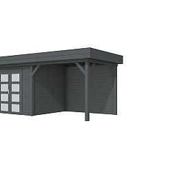 Vuren Topvision Premium Bonte Specht, 300x250 en luifel 300 cm, antraciet gespoten.