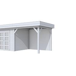 Vuren Topvision Premium Bonte Specht, 300x250 en luifel 300 cm, lichtgrijs gespoten.