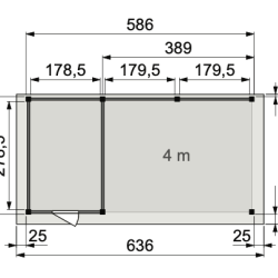 Vuren Topvision Premium Zwaluw, 200x300 en luifel 400 cm, wanden wit en basis antraciet.