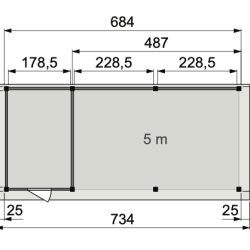 Vuren Topvision Premium Kiekendief, 200x300 en luifel 500 cm, wit gespoten.