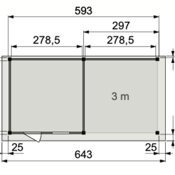 Vuren Topvision Tapuit, 300x300 en luifel 300 cm, wanden antraciet en basis wit