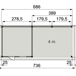 Douglas Topvision Raaf, 298x298 en luifel 400 cm, transparant gespoten