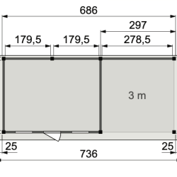Vuren Topvision Parelhoen, 400x300 en luifel 300 cm, wanden antraciet en basis wit