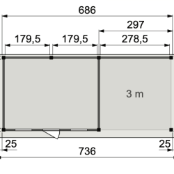 Vuren Topvision Parelhoen, 400x300 en luifel 300 cm, onbehandeld