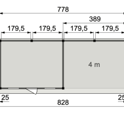 Vuren Topvision Premium Kuifmees, 250x250 en luifel 400 cm, wanden antraciet en basis lichtgrijs.