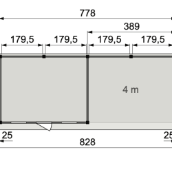 Vuren Topvision Parelhoen, 400x300 en luifel 400 cm, wanden antraciet en basis lichtgrijs