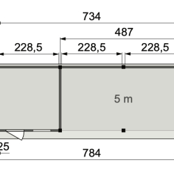 Vuren Topvision Premium Kolibri, 250x250 en luifel 500 cm, wanden wit en basis lichtgrijs.