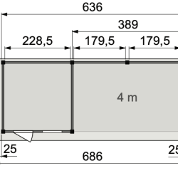 Vuren Topvision Premium Kolibri, 250x250 en luifel 400 cm, wanden lichtgrijs en basis antraciet.