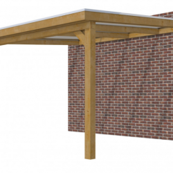 Veranda Excellent 400 douglas, 412x410 cm, dakplaten helder, groen geïmpregneerd.