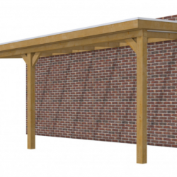 Veranda Excellent 700 douglas, 712x310 cm, dakplaten helder, groen geïmpregneerd.