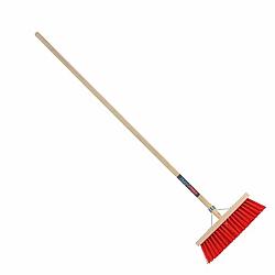 Bezem b35cm rood+steel h1.4m
