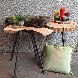 Bijzettafel Atlasceder afmeting  rond 57 cm x 65 cm hoog