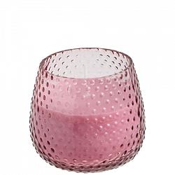 Kaars in bubbelglas d8h7.5cm blauw