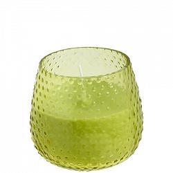 Kaars in bubbelglas d8h7.5cm blauw