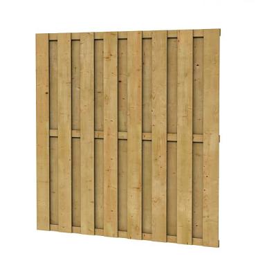 Grenen geschaafd plankenscherm 18-planks 15 mm, 179x179 cm, recht, groen geïmpregneerd. Aanbieding
