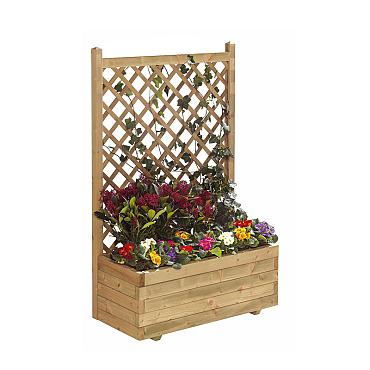 Bloembak met rechttrellis 140x90x30 cm (HxBxD), groen geïmpregneerd