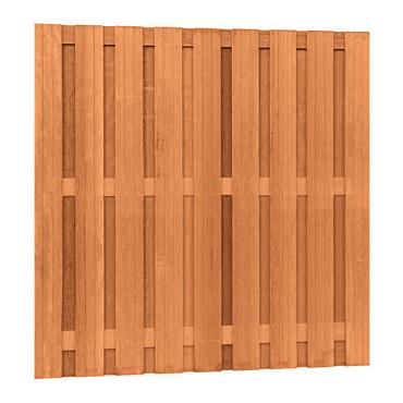 Aanbieding Hardhouten geschaafd plankenscherm 20-planks 14 mm, recht verticaal, 180x180 cm, betonsysteem