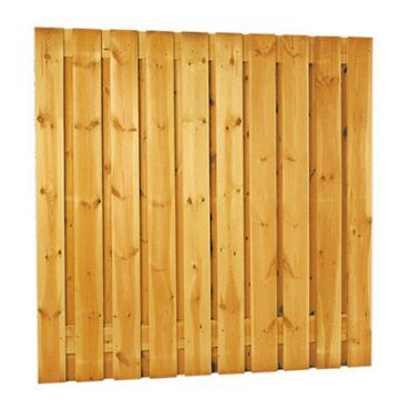Aanbieding Grenen geschaafd plankenscherm 21-planks 15 mm, 180x180 cm, verticaal recht, groen geïmpregneerd