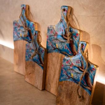Kaasplank blossom blue 25x13x2cm