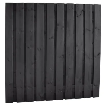 Naaldhout geschaafd plankenscherm 21-planks 15 mm, 180x180 cm, recht, geïmpregneerd en zwart gespoten