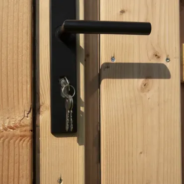 RVS luxe deurbeslagset zwart gecoat SKG keurmerk met slotkast, cilinder, slot en duimen