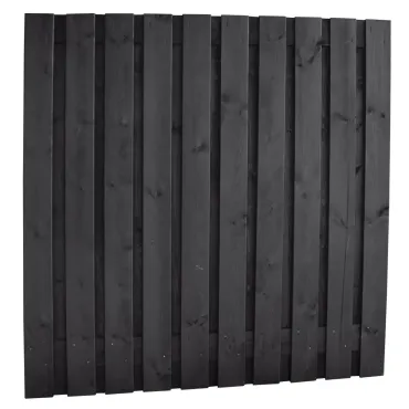 Naaldhout geschaafd plankenscherm 21-planks 15 mm, 180x180 cm, recht, geïmpregneerd en zwart gedompeld
