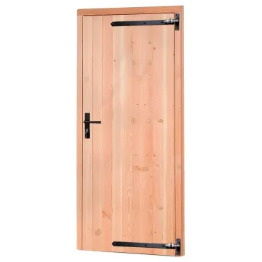 Douglas enkele dichte deur met zwart beslag inclusief kozijn, rechtsdraaiend, 90x201 cm, onbehandeld