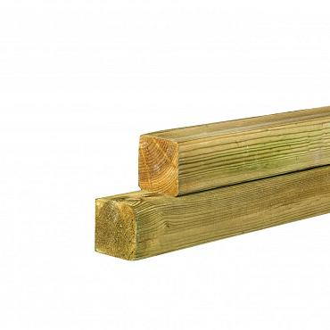 Grenen geschaafde paal 6.8x6.8x240 cm, zonder diamantkop, groen geïmpregneerd