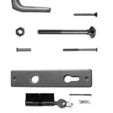 Aluminium deurklink met langschild, cilinderslot en duimen, t.b.v. deuren op stalen frame