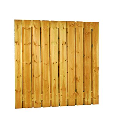 Aanbieding Grenen geschaafd plankenscherm 21-planks 15 mm, 180x180 cm, verticaal recht, groen geïmpregneerd