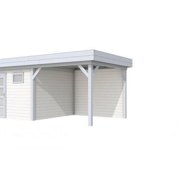 Vuren Topvision Tapuit, 300x300 en luifel 300 cm, wanden wit en basis lichtgrijs
