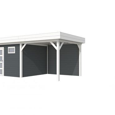 Vuren Topvision Tapuit, 300x300 en luifel 300 cm, wanden antraciet en basis wit