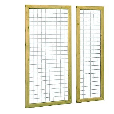 Grenen betonijzertrellis met maas 7.5x7.5 cm, in raamwerk 4.4x6.8 cm, 60x180 cm, groen geïmpregneerd