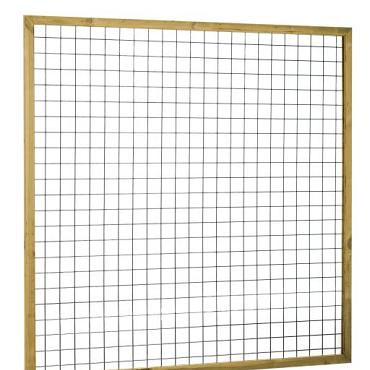 Eco gaastrellis met maas 7.5x7.5 cm, in grenen raamwerk 4.5x4.5 cm, 180x180 cm, groen geïmpregneerd