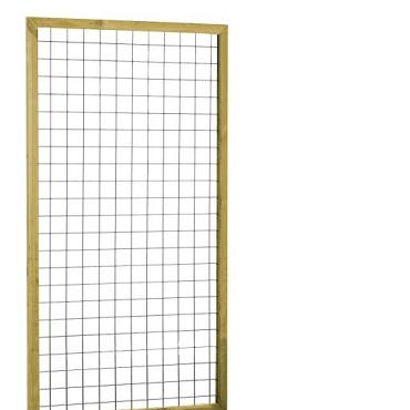 Eco gaastrellis met maas 7.5x7.5 cm, in grenen raamwerk 4.5x4.5 cm, 90x180 cm, groen geïmpregneerd