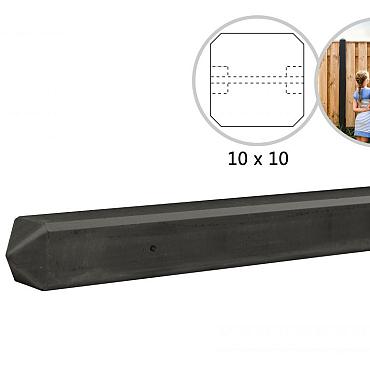 Betonpaal met diamantkop t.b.v. betonplaten met motief 10x10x280 cm, antraciet zonder coating tussenpaal