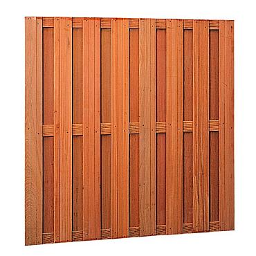 Hardhouten geschaafd plankenscherm 18-planks 14 mm, recht verticaal/horizontaal 180x180 cm