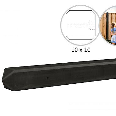 Betonpaal met diamantkop t.b.v. betonplaten met motief 10x10x280 cm, antraciet gecoat eindpaal
