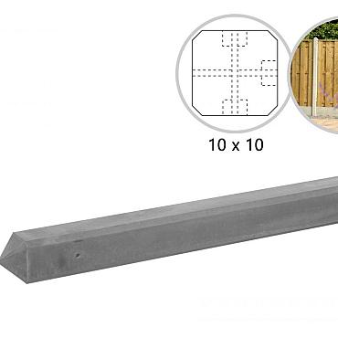 Betonpaal glad met diamantkop 10x10x280 cm, grijs ongecoat, T-paal