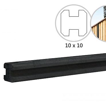 Betonpaal glad met vellingkant, vzv sleuf, 10x10x270 cm, antraciet, ongecoat, tussenpaal